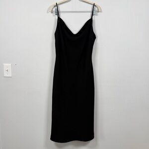 Banana Republic Classic Black Midi Dress, Beaded Straps, Size 14